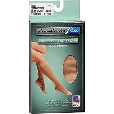 Loving Comfort Fashion Knee High Stockings Compression Beige X-Large 3 Pack